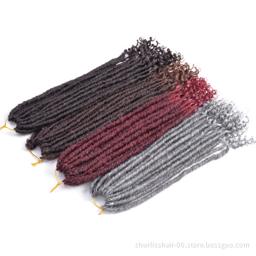 Excellent 18 Inch Cheap Price Wholesale Soft New Wave Synthetic Hair for Crochet Braids Curly Wave Faux Locs Crochet Extensions